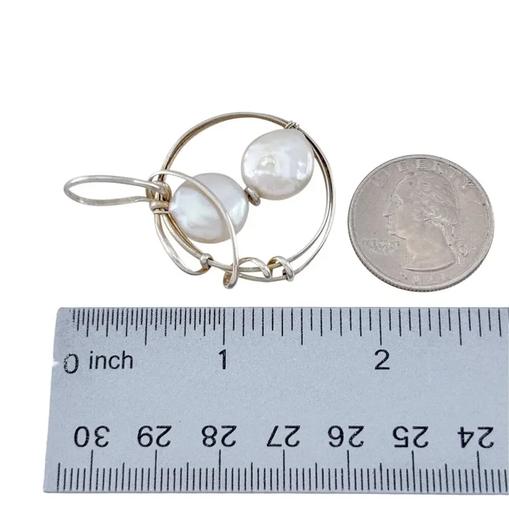 Vintage Sterling Silver 925 Wire Wrapped Pearl Pendant